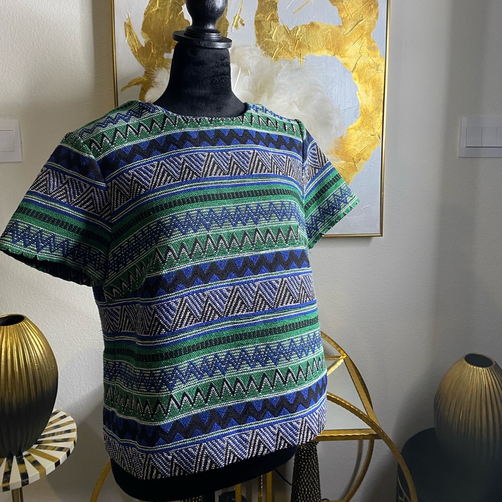 Multi Colored Cotton And Polyester Blend Fitted S… - image 1